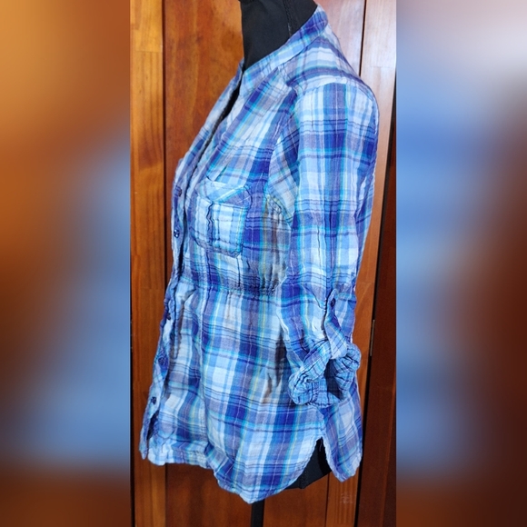 OP (OCEAN PACIFIC) 3/4 sleeve button-down flannel shirt. Size L (11/13) - Picture 3 of 5
